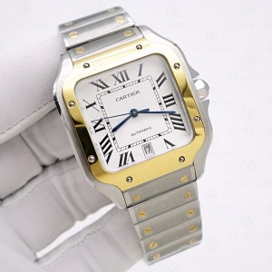 (판매완료) BV/까르띠에 산토스 옐로우 골드 콤비 라지 V2